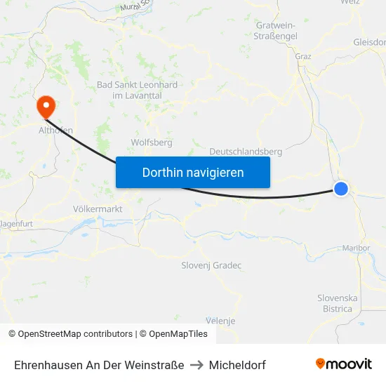 Ehrenhausen An Der Weinstraße to Micheldorf map