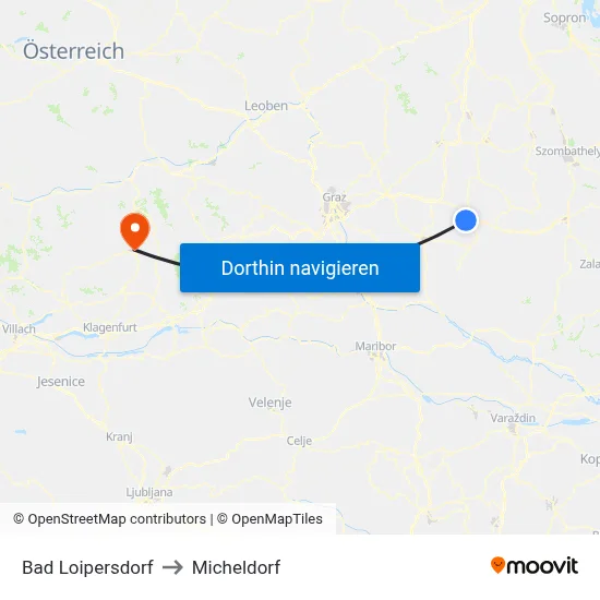 Bad Loipersdorf to Micheldorf map