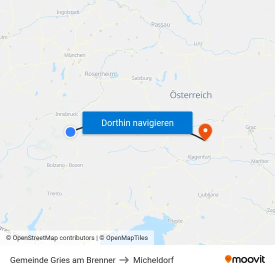 Gemeinde Gries am Brenner to Micheldorf map
