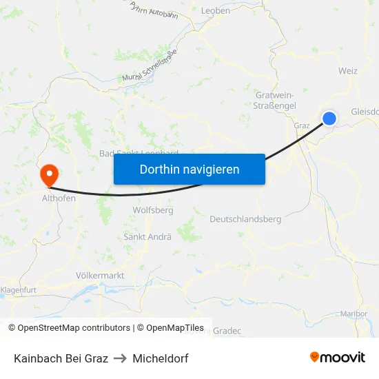Kainbach Bei Graz to Micheldorf map