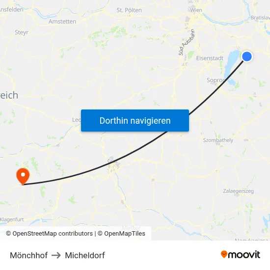 Mönchhof to Micheldorf map