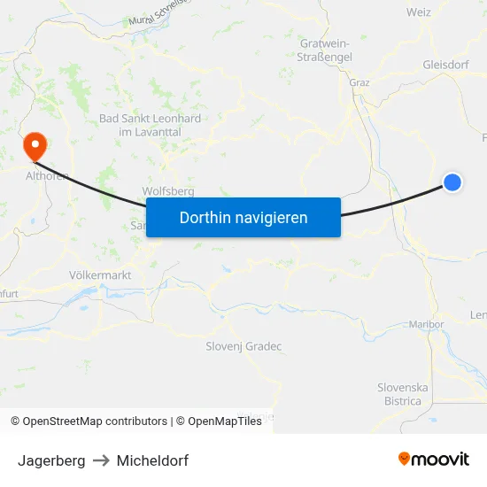 Jagerberg to Micheldorf map