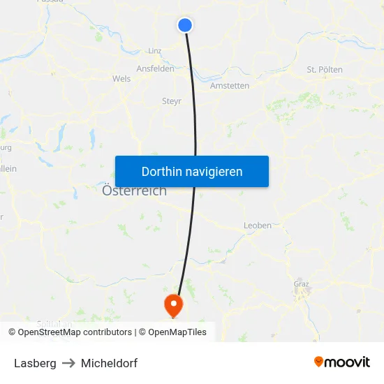 Lasberg to Micheldorf map