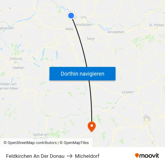Feldkirchen An Der Donau to Micheldorf map
