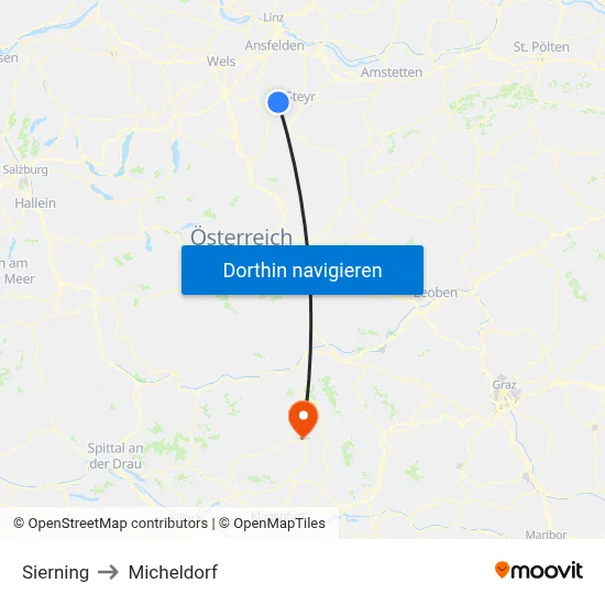 Sierning to Micheldorf map