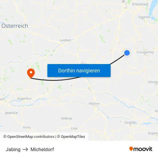 Jabing to Micheldorf map