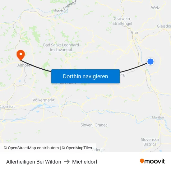 Allerheiligen Bei Wildon to Micheldorf map