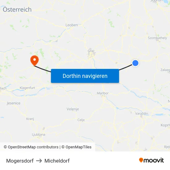 Mogersdorf to Micheldorf map