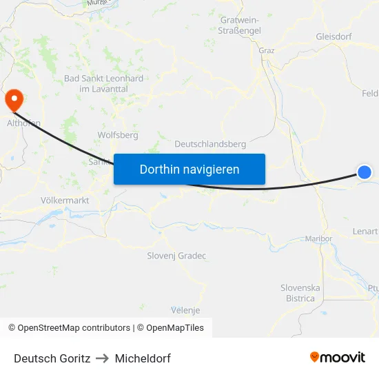 Deutsch Goritz to Micheldorf map