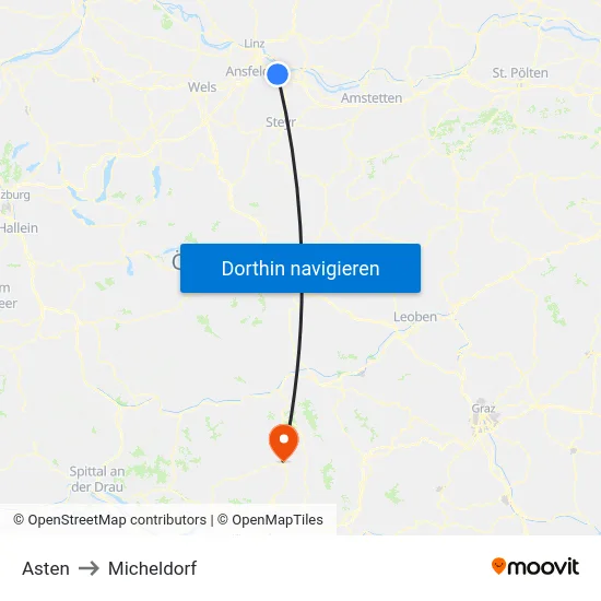 Asten to Micheldorf map