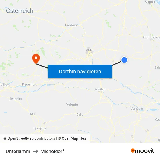 Unterlamm to Micheldorf map