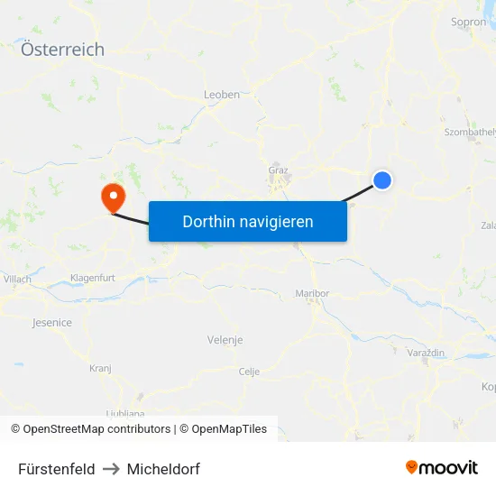 Fürstenfeld to Micheldorf map
