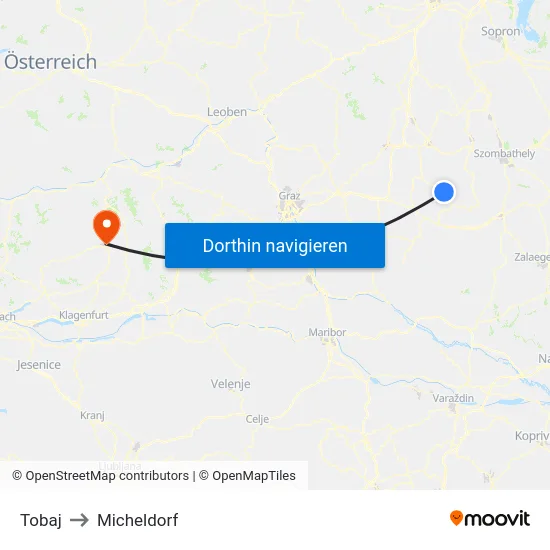 Tobaj to Micheldorf map