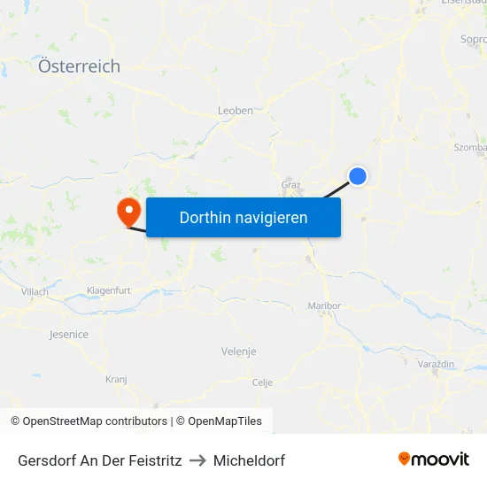 Gersdorf An Der Feistritz to Micheldorf map
