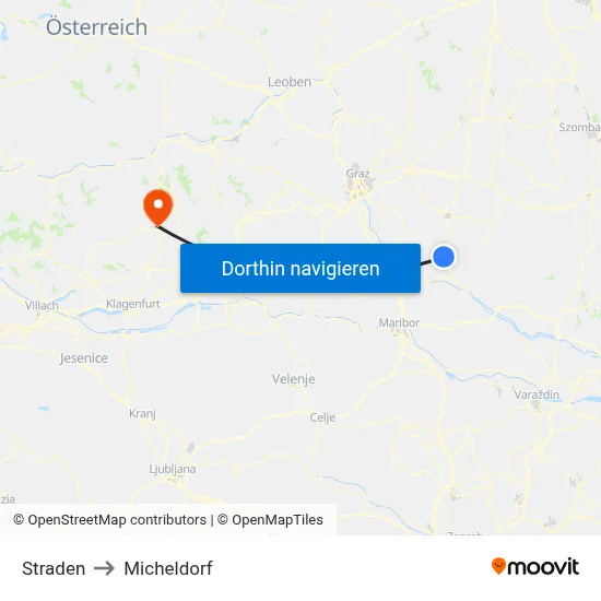 Straden to Micheldorf map