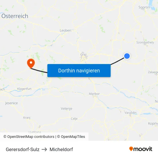 Gerersdorf-Sulz to Micheldorf map