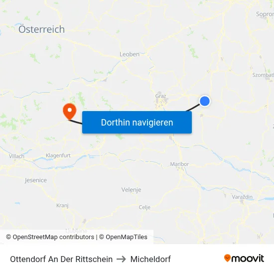 Ottendorf An Der Rittschein to Micheldorf map