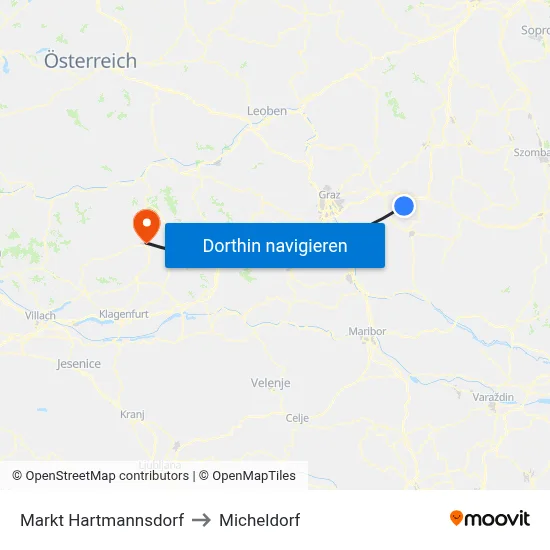 Markt Hartmannsdorf to Micheldorf map