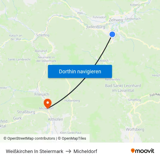 Weißkirchen In Steiermark to Micheldorf map