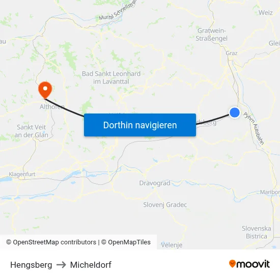 Hengsberg to Micheldorf map
