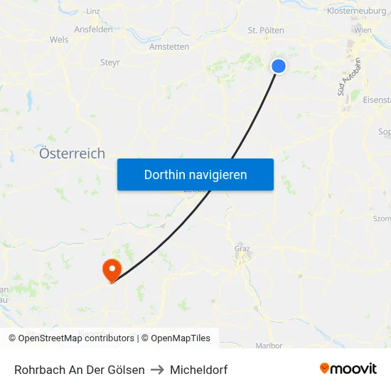 Rohrbach An Der Gölsen to Micheldorf map