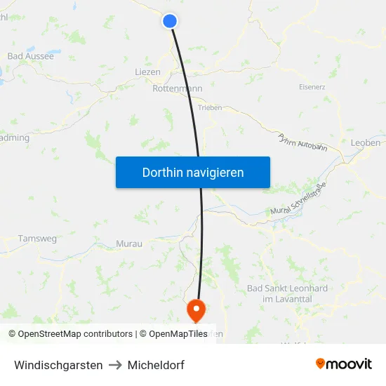 Windischgarsten to Micheldorf map