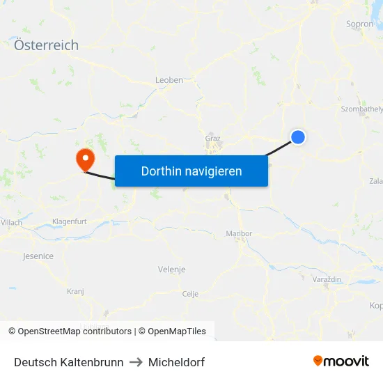 Deutsch Kaltenbrunn to Micheldorf map