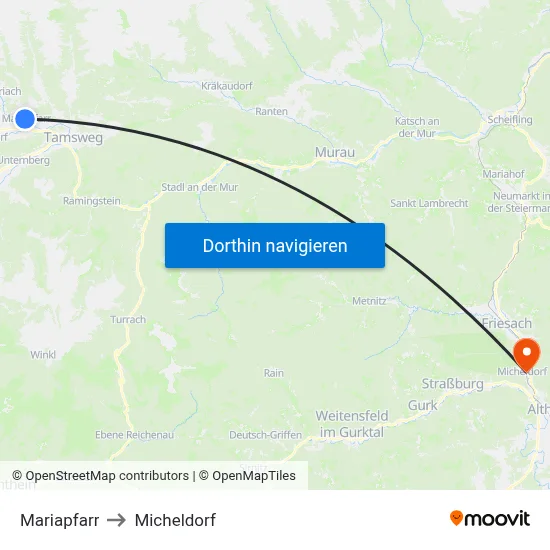Mariapfarr to Micheldorf map