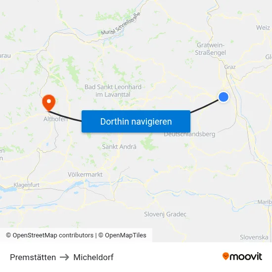 Premstätten to Micheldorf map