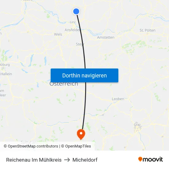 Reichenau Im Mühlkreis to Micheldorf map