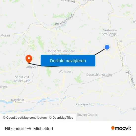Hitzendorf to Micheldorf map