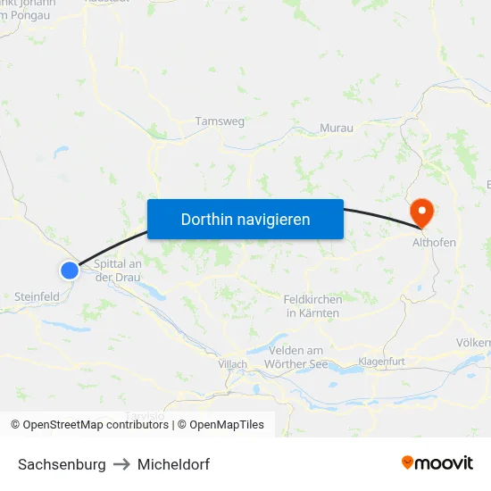 Sachsenburg to Micheldorf map