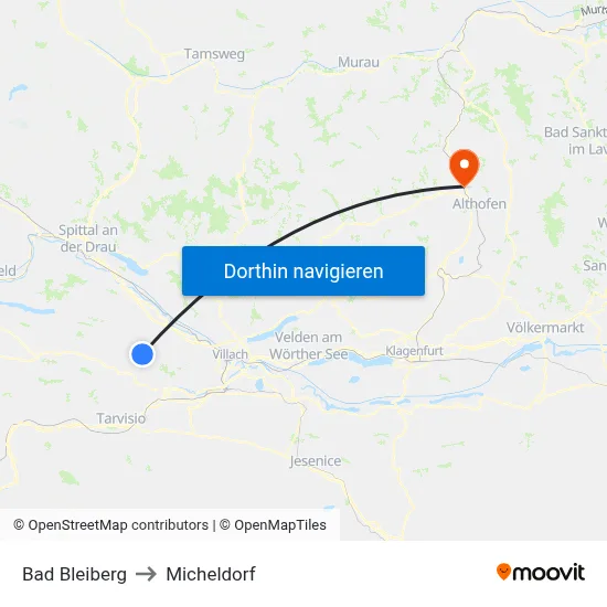 Bad Bleiberg to Micheldorf map