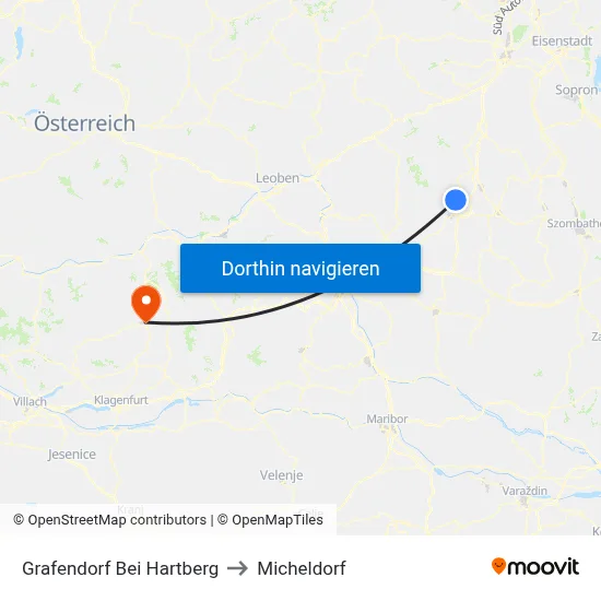 Grafendorf Bei Hartberg to Micheldorf map