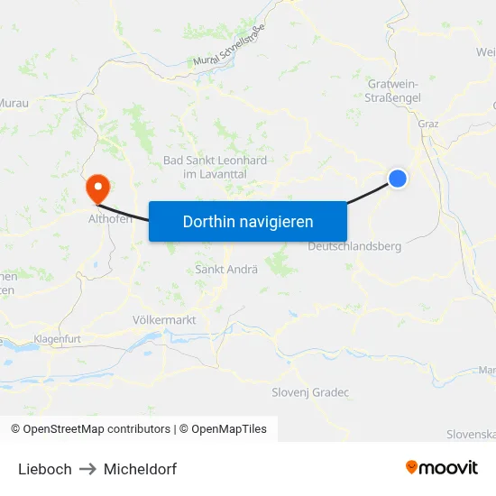 Lieboch to Micheldorf map