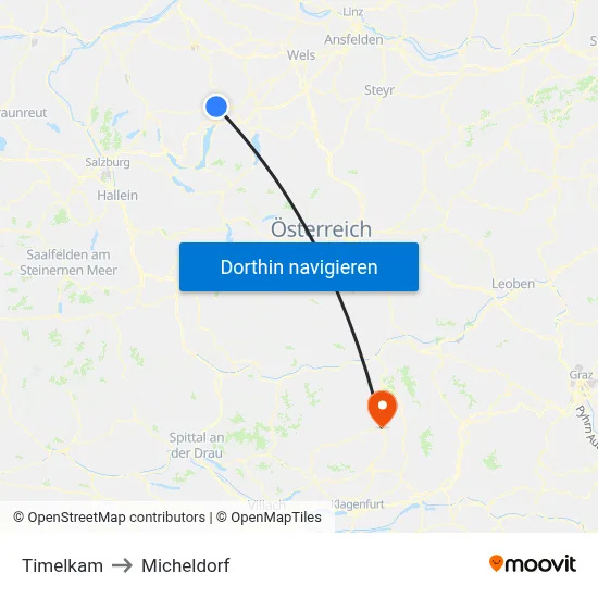 Timelkam to Micheldorf map