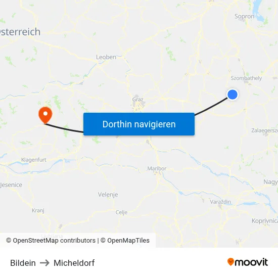 Bildein to Micheldorf map