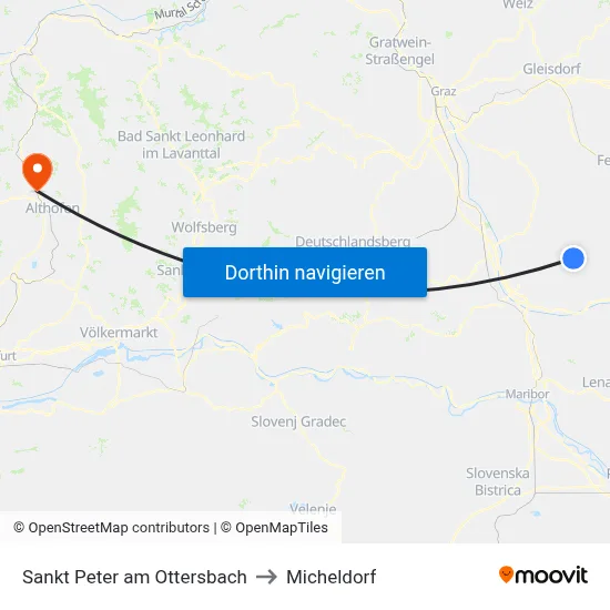 Sankt Peter am Ottersbach to Micheldorf map