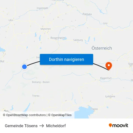 Gemeinde Tösens to Micheldorf map