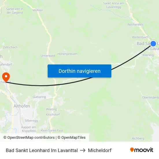Bad Sankt Leonhard Im Lavanttal to Micheldorf map