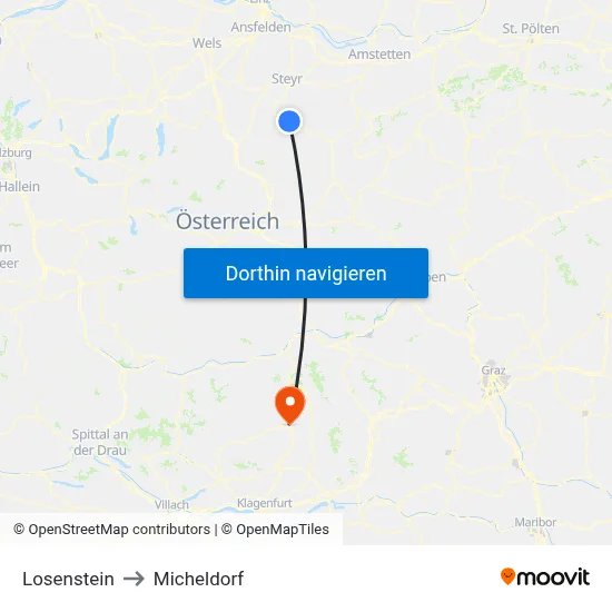 Losenstein to Micheldorf map