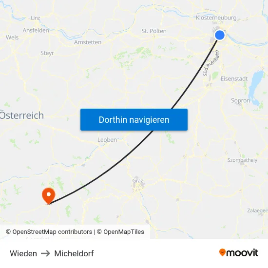 Wieden to Micheldorf map