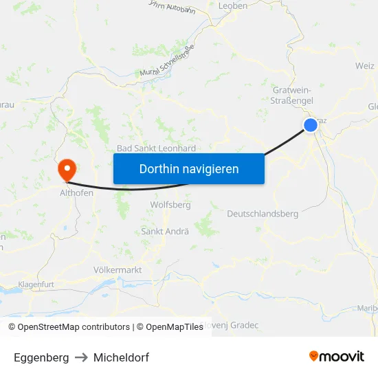 Eggenberg to Micheldorf map