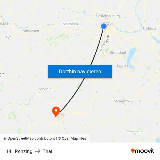 14., Penzing to Thal map