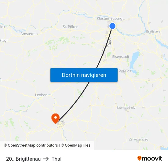 20., Brigittenau to Thal map