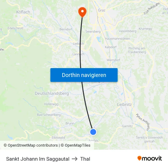 Sankt Johann Im Saggautal to Thal map