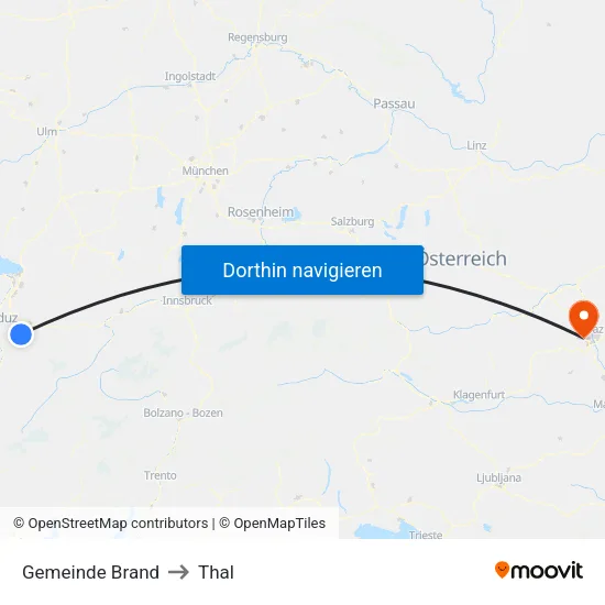 Gemeinde Brand to Thal map