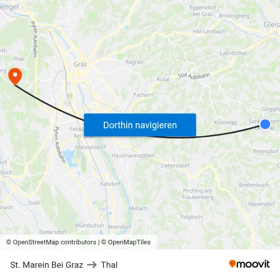 St. Marein Bei Graz to Thal map