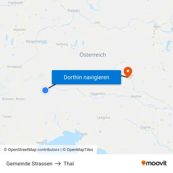 Gemeinde Strassen to Thal map