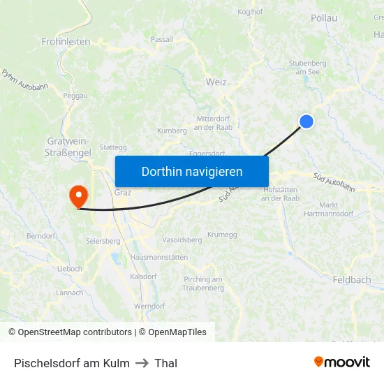 Pischelsdorf am Kulm to Thal map